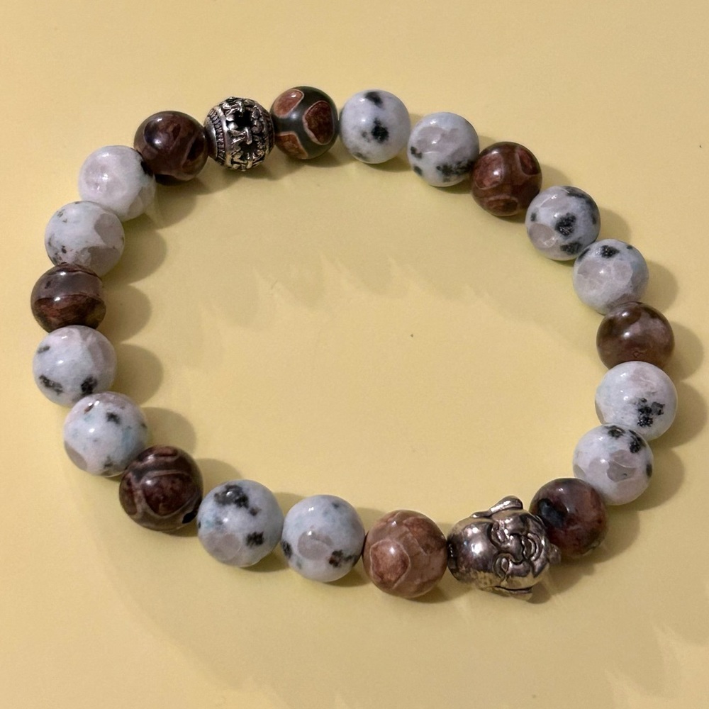 Tibetan and Kiwi Stone Bracelet
